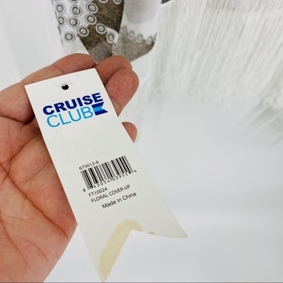 Cruise Club Floral Fringe pullover V-neck Coverup - Picture 11 of 15